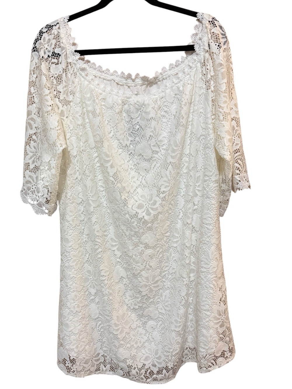 OURS Brand Boho White/Ivory Floral Lace Off-The-Shoulder Shift Mini Dress –  2XL